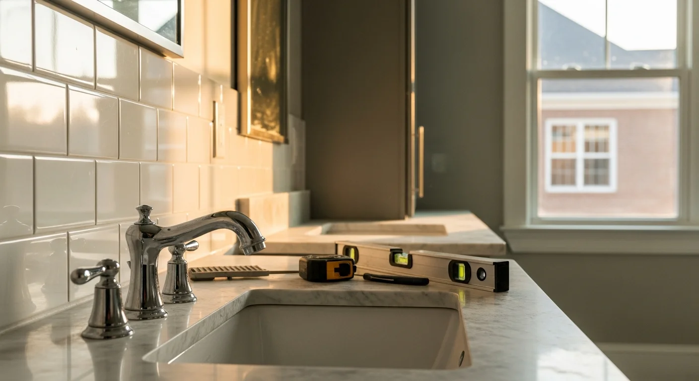 Modern kitchen with custom cabinetry and countertops in Loudoun County home